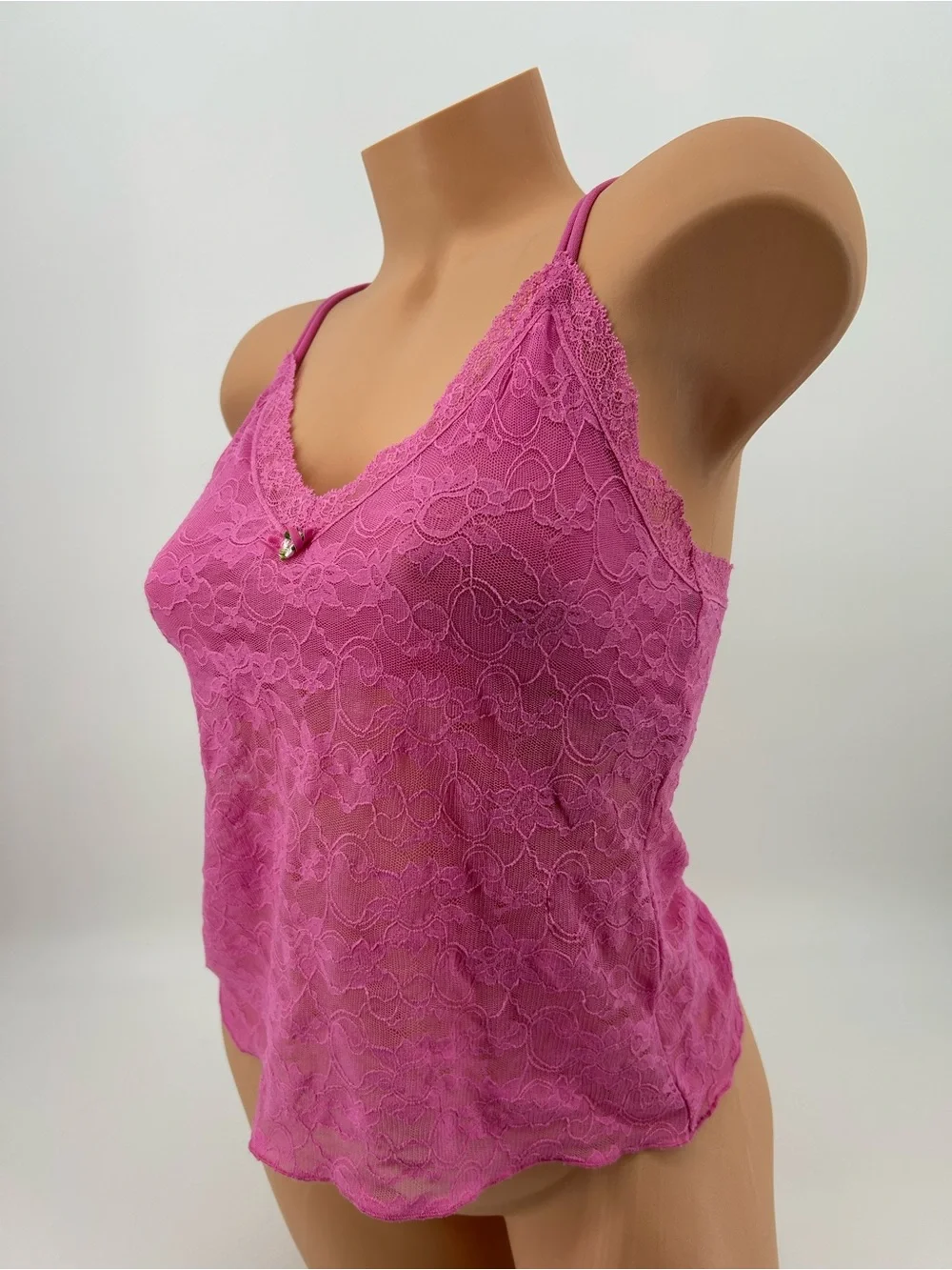 Victoria’s Secret Angels Vtg Y2K Mesh Lace Strappy Sleep Cami Tank READ - Picture 4 of 9